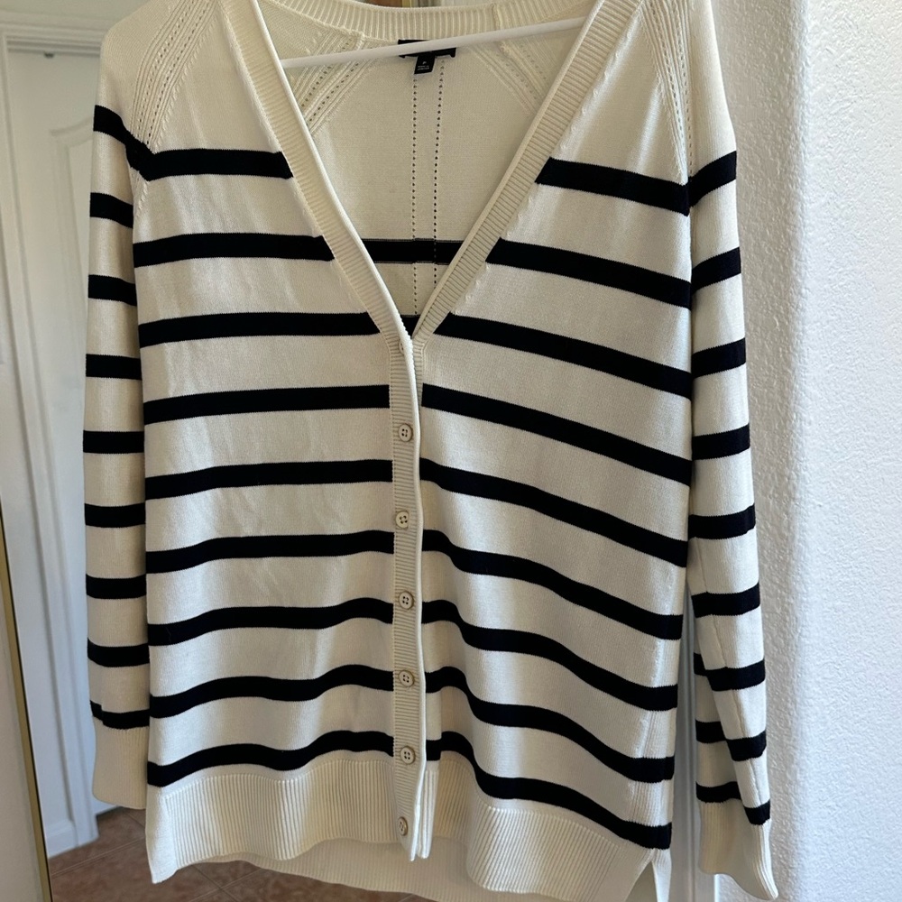 Talbots Black and White Cardigan